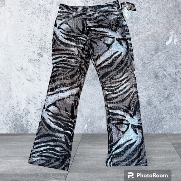 Candies snake print embossed jeans sz 11 wide leg pants NWT python animal print - Picture 2 of 9